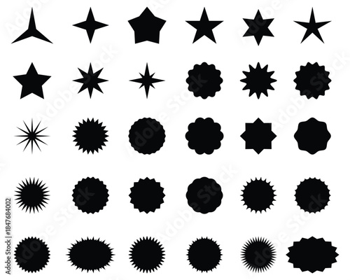 Star burst sticker set. Starburst retro sale badge. Vector illustration star blank label, stickers emblem for promo offer sales coupon, banner.