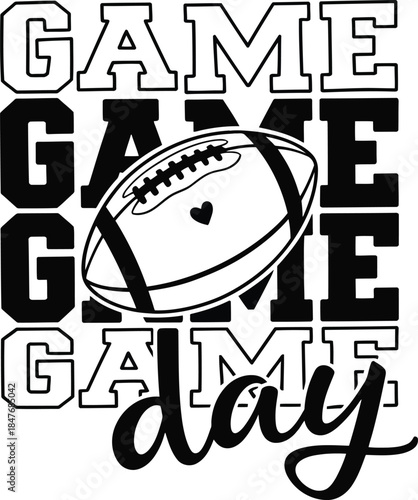 Vibrant Game Day Graphic with Football and Bold Typography