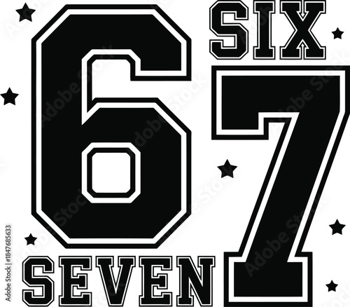 Bold typography design with numbers six and seven