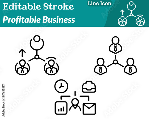 A modern profitable business icon featuring stacked coins. Upward-trending graphs and a small briefcase building silhouette. Designed with clean minimal lines to symbolize financial growth success.