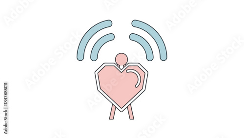 Minimalist illustration of a heart with wireless signals emanating above it symbolizing love