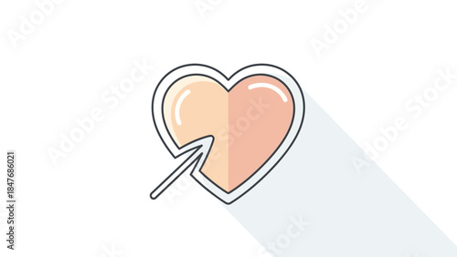 Minimalist Illustration of a Heart with a Medical Electrode in Soft Pastel Colors