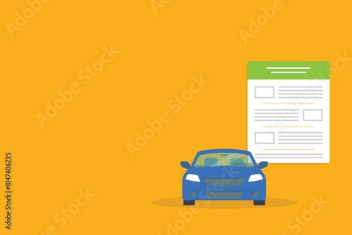 Car money finance credit concept or automobile insurance contract policy document form, tax expenses or cost price budget idea, vehicle accident coverage claim.	