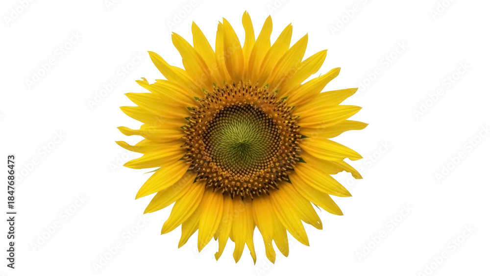 Obraz premium Isolated blossom head of a vibrant yellow sunflower, bright single flower, botanical beauty