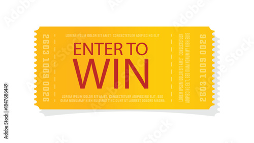 Enter to win promotional ticket voucher isolated on white background illustration