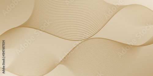 The background features a smooth texture with beige lines creating a flowing design. Beige background with wavy line pattern. Beige background vector. Modern wavy line pattern background.