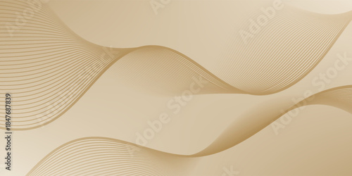 The background features a smooth texture with beige lines creating a flowing design. Beige background with wavy line pattern. Beige background vector. Modern wavy line pattern background.