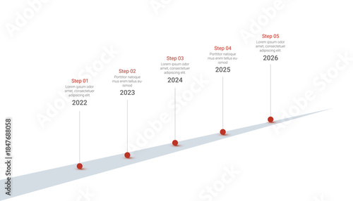 Roadmap Business Timeline Infographic with Five Yearly Steps