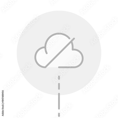 Minimalist line art illustration of crossed cloud icon. server connection failure, cloud service unavailable, or no internet access. for UI design, mobile apps, websites, error pages, network issues