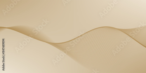 The background features a smooth texture with beige lines creating a flowing design. Beige background with wavy line pattern. Beige background vector. Modern wavy line pattern background.