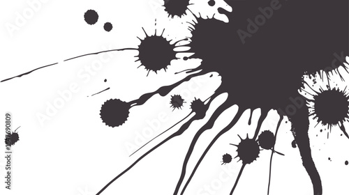 Contrast black and white abstract ink splatter composition
