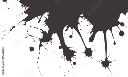Contrast black and white abstract ink splatter composition 
