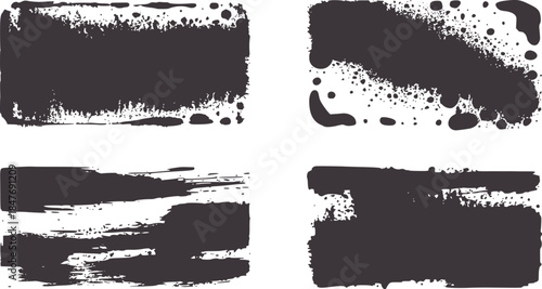 Four black and white rectangular grunge textures with worn edges