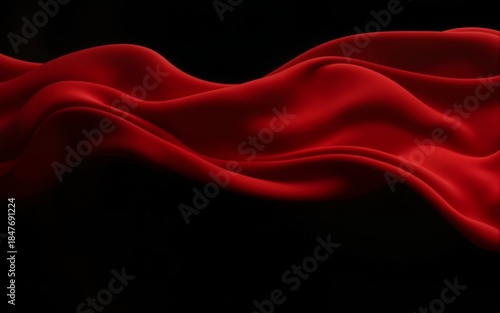Abstract red flowing fabric on a black background. High quality
