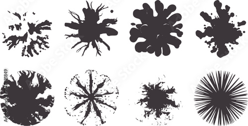 Monochrome Abstract Inkblot Textures Collection black