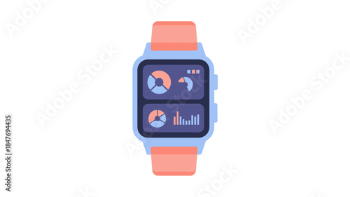 Minimalist Illustration of a Modern Smartwatch with Data Analytics Display