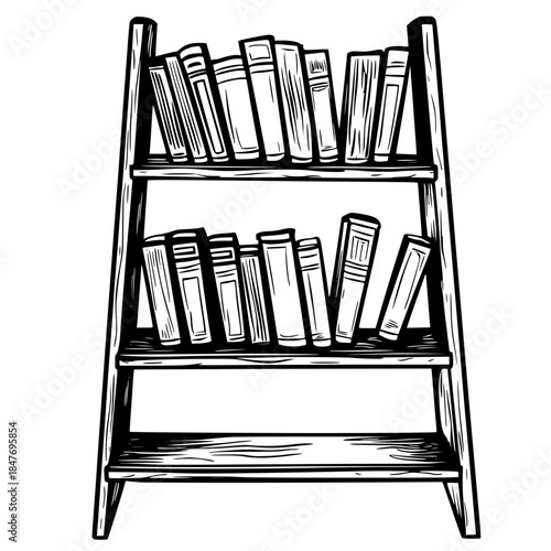 Elevated Bibliophile's Escape, Ladder Knowledge | Clean, isolated vector art for creative projects.