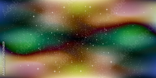 Space background with bright shining stars. Star universe. Beautiful colorful nebula. Starry night sky. Deep cosmos. Black outer space. Milky way galaxy. Science fiction. Vector illustration eps10.