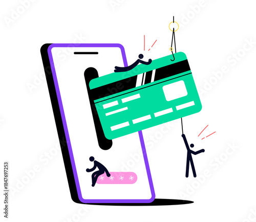 Flat style illustration depicting a online payment