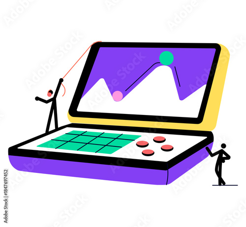 A flat style illustration representing video game