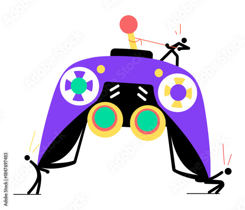 A flat style illustration depicting game controller