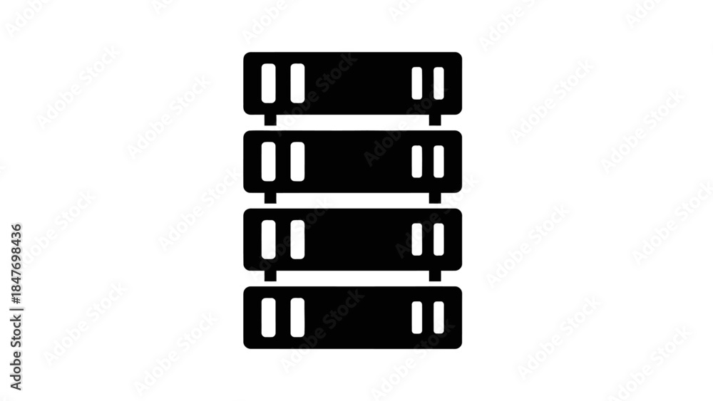 Obraz premium Minimalist Illustration of a Stack of server or storage units in black and white design