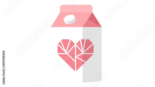 Minimalist Illustration of a Soft Drink Can with a Heart Shape Design in Pink and White