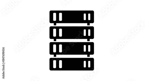 Minimalist Illustration of a Stack of server or storage units in black and white design