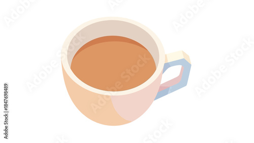 Minimalist Illustration of a Warm Coffee Mug with a Soft Color Palette