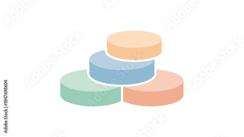 Minimalist Illustration of Colorful Stacked Discs Representing Data or Concepts