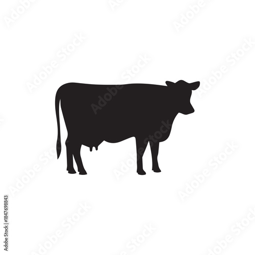 Cow graphic icon. Cow black silhouette isolated on white background. Vector illustration