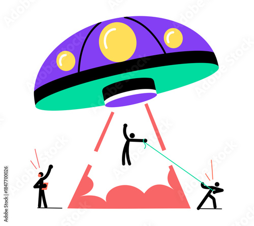 A flat style illustration depicting UFO