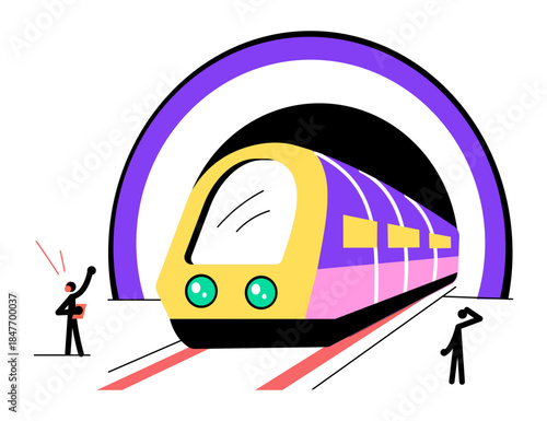 A flat style illustration showing hyperloop