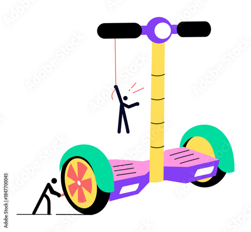 A flat style illustration showing segway