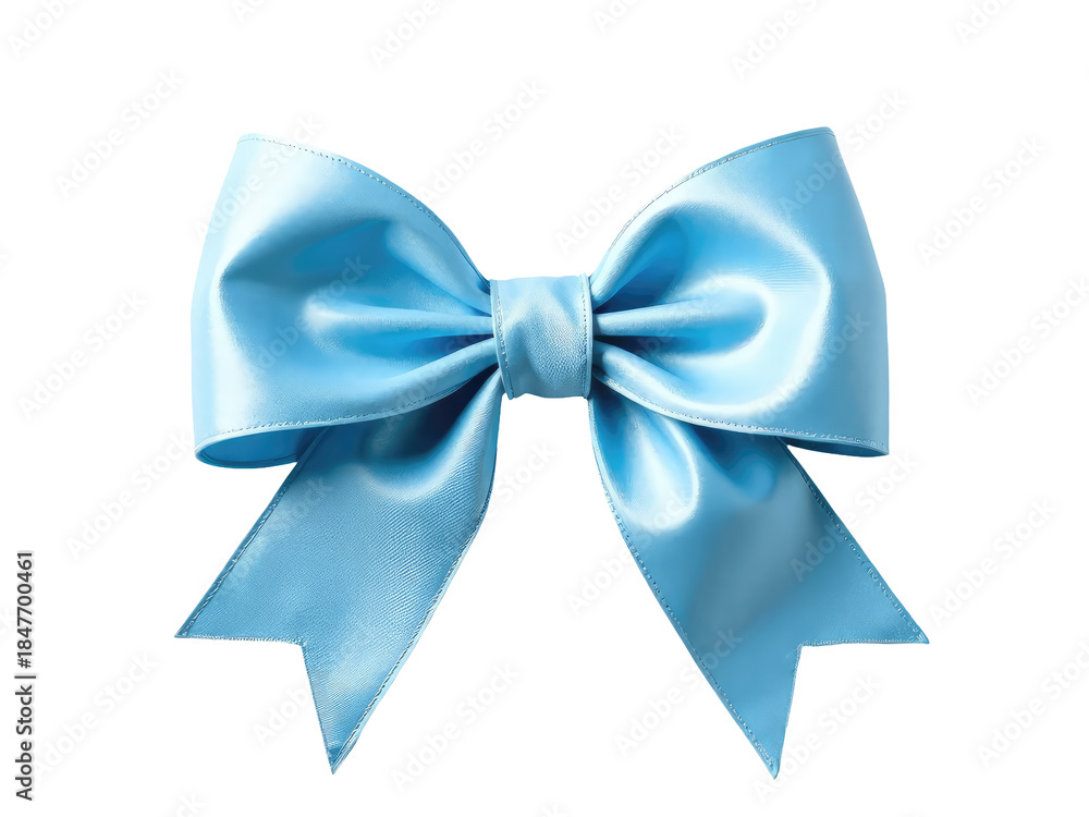 Naklejka premium A simple blue bow on a clean white background, suitable for graphic designs or as a decorative element.transparent background