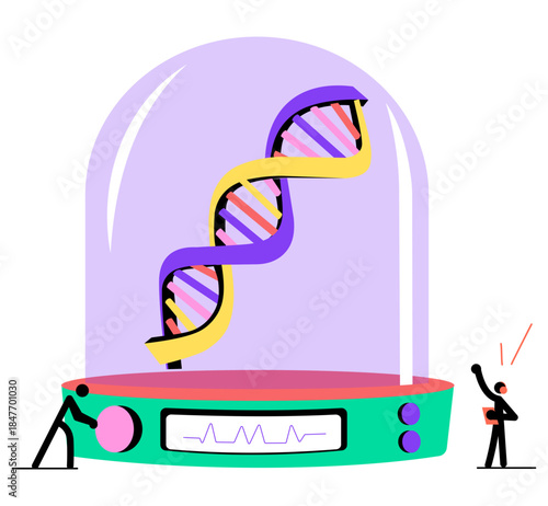 A flat style illustration representing dna hologram