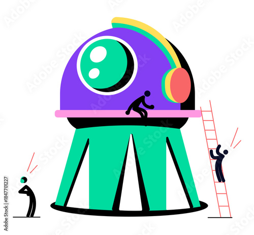 A flat style illustration depicting observatory telescope