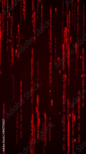 Red Abstract Digital Cyberspace with Binary Code and Particle Wave | Futuristic 4K Loop