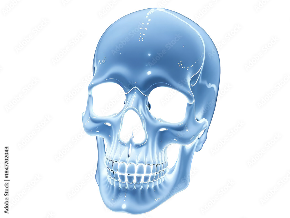 Fototapeta premium A blue skull with stars on its forehead, perfect for fantasy or sci-fi themed designs.transparent background