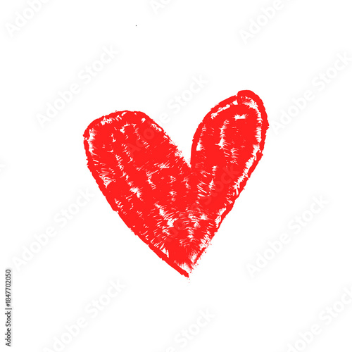 Red watercolor hand drawn heart on isolated transparent background for valentine's card poster design 