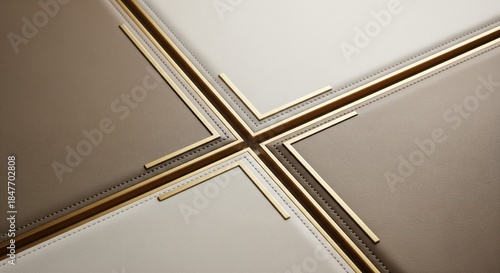 A close up of  leather panels with stainless made  for wall panelling decorate 