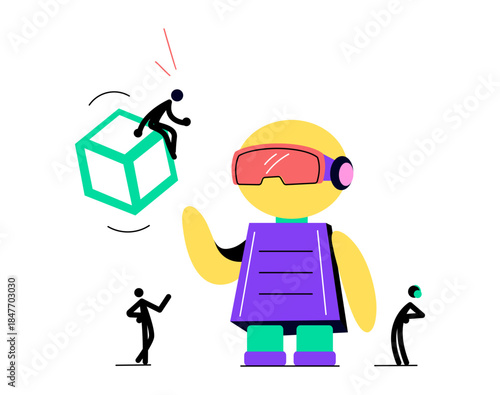 A flat style illustration representing vr technology