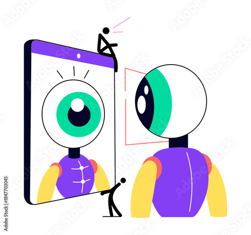 A flat style illustration depicting eye scan