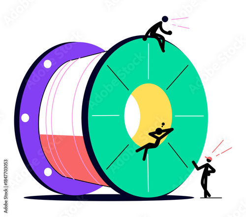 A flat style illustration depicting filament spool