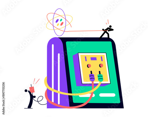 A flat style illustration depicting digital reactor