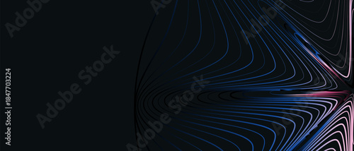 Abstract Gradient Line Wave on Dark Futuristic Technology Background