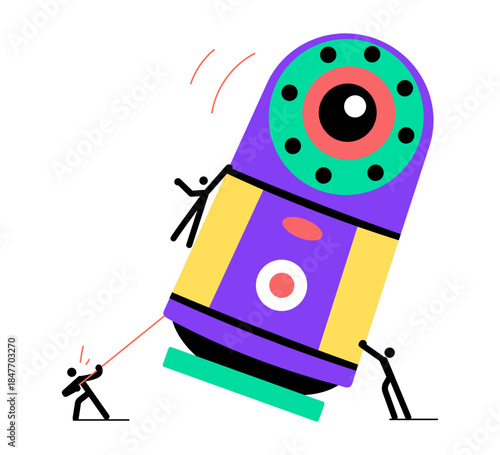 A flat style illustration depicting smart purifier