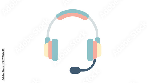 Minimalist Illustration of Over-Ear Headphones with Microphone for Audio Equipment Enthusiasts