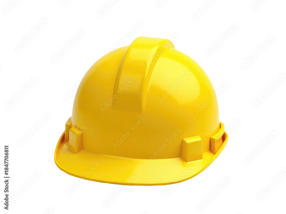 Fototapeta premium A yellow hard hat on a simple white background, ready for use in various projects.transparent background
