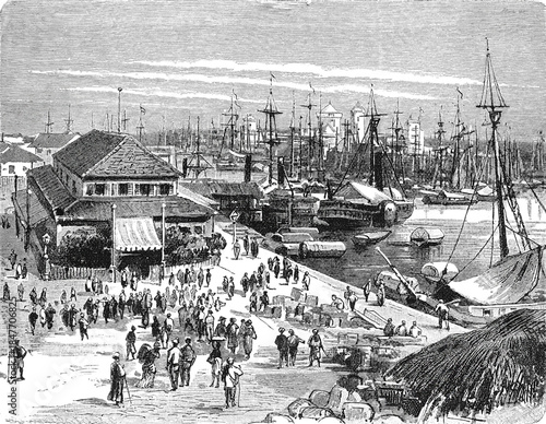 Photos The Spanish colonial customs house at Manila port, showing officials inspecting